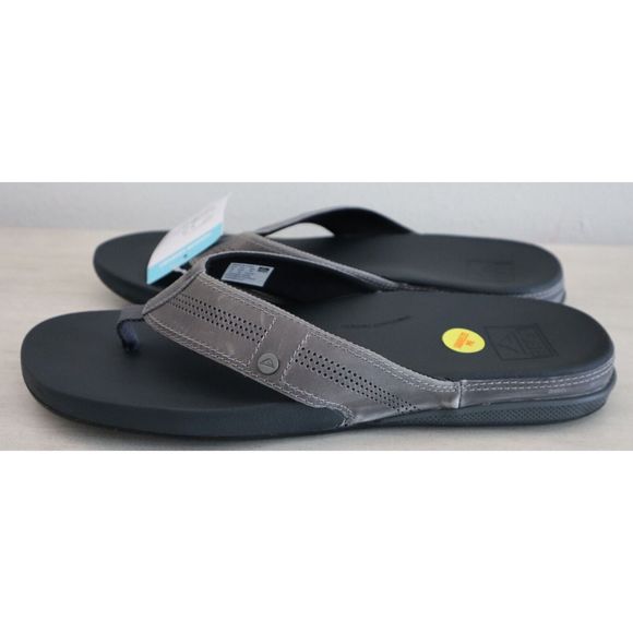 Reef CI2790 Men's Sz 13 Gray Cushion Lux Leather Flip Flop Sandals $65 - Picture 3 of 9
